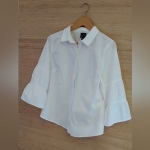 Worthington White Blouse with Umbrella Sleeves (L)